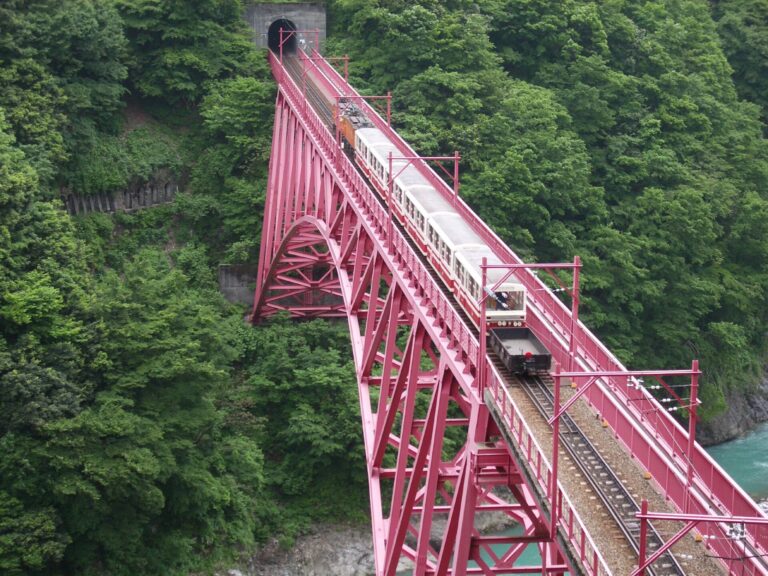 Treno panoramico della Kurobe Gorge Railway tra le montagne di Toyama