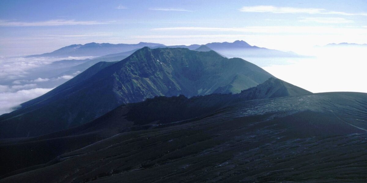 Il Tokachidake visto dal Monte Biei in Hokkaido