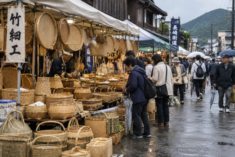 Cesti tradizionali di bambù al mercato Sōke-ichi